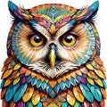 Mandala owl colorful isolated illustration. additional transparent png Royalty Free Stock Photo