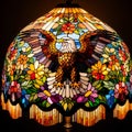 Avian Elegance: Stained Glass Lampshade Embellished with Stunning Eagle Motif