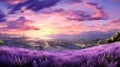 Lavender Serenity: A Dreamy Field of Lavender in Full Bloom, an Idyllic Symphony of Purple Hues and Aromas - AI Generative