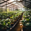 Botanical Haven: Verdant Greenhouse Thriving with Tiny Coffee Saplings