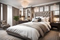 the luxury of a well-appointed bedroom, centered around an isolated top view of a bed with a fashionable