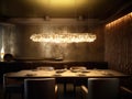 Luminescent Lightscapes: A Golden-Bronze Dining Room Installation (AI Generated) Royalty Free Stock Photo