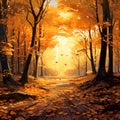 Golden Canopy - Magnificent Autumn Forest Scene