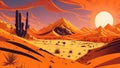 Vibrant Desert Landscape Sand Dunes and Blazing Sun Vector Art - Splash Art for a Mesmerizing Experience