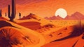 Vibrant Desert Landscape Sand Dunes and Blazing Sun Background Royalty Free Stock Photo