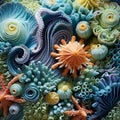 Vibrant and Surreal Underwater Landscape of Intricately Patterned Marine Algae