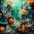 Vibrant and Surreal Underwater Landscape of Intricately Patterned Marine Algae