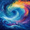 Celestial Ripples: Radiant waves of color cascading through space