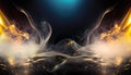 Abstract Fire Flames and Smoke on Black Background. 3D Illustration. Royalty Free Stock Photo