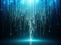 Enchanting Digital Waterfall Cyan and White Plexus Network Cascades Over a Dark Navy Blue Background An Abstract Visual