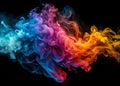 Captivating Abstract Colorful Smoke Art on a Striking Black Background Ideal for a Bold Design or as a Royalty Free Stock Photo
