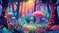 Whimsical Forest: Vibrant Colors, Mystical Creatures, Enchanted Wonderland
