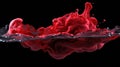 Ink Fusion: A Captivating Dance of Red and Black in Abstract Waters Royalty Free Stock Photo