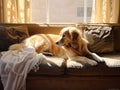 Sunlit Serenity: Dog\'s Tranquil Respite in the Cozy Living Room