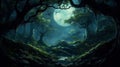 Mystical allure of a moonlit forest