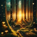 Twilight Glow: Enchanted Forest with Luminescent Mushrooms