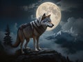 Nocturnal Symphony: Wolf and the Full Moon in Harmonious Beauty