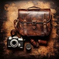 Retro artwork showcasing weathered leather texture with vintage vibe