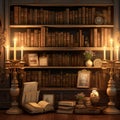 Idealized Digital Illustration of Antique Bookshelf