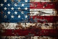 Grunge American Flag on Old Wood Texture - National Vintage Background (AI generated) Royalty Free Stock Photo