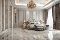 3d rendering modern luxury classic bedroom with marble decor Royalty Free Stock Photo