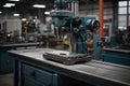 precision grinding and milling in industrial manufacturing. AI generated Royalty Free Stock Photo
