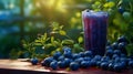 tangy blueberry juice on a rustic wooden table Royalty Free Stock Photo