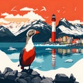 Ushuaia, the Southernmost City: Digital Illustration of Rugged Charm and Natural Beauty