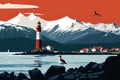 Ushuaia, the Southernmost City: Digital Illustration of Rugged Charm and Natural Beauty