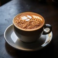 Artistry in Aroma: Cappuccino Cup Adorned with Elegant Latte Art