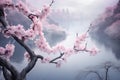 Blossom Bliss: Captivating Cherry Blossom Scenery Along the Road Royalty Free Stock Photo