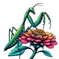 Whimsical Wonder: A Mantis Adorned with Floral Splendor Royalty Free Stock Photo