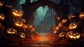 Halloween event decoration - a path with pumpkins on it