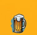 illustration of international beer day event with mug of brew beer,copy space text and yellow background , Ai generated Royalty Free Stock Photo