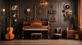 Immerse yourself in a steampunk music room