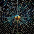 Macro portrait of a spider's web with captivating symmetrical patterns