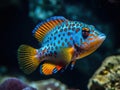 Beautiful and colorful tropical fish underwater created with Generative AI