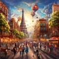 Surreal depiction of Barcelona& x27;s vibrant streets