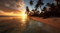 Sunset Serenity: A Captivating Low Angle View of a Beach Paradise