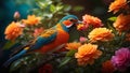 Bird\'s Elegance Flight Over Forest Flowers