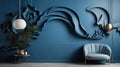 Blue Tranquility: A Serene Wall Design Against a Calming Blue Background, Evoking a Sense of Peace and Harmony in the Space - AI G
