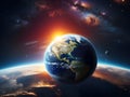 Space Serenity: A Cosmic Sunrise Illuminating Planet Earth
