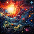 Cosmic Overture: A symphony of abstract elements in cosmic harmony