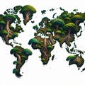 Tree Atlas: World Map Formed by Lush Green Continents Royalty Free Stock Photo