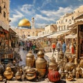 Bustling marketplace in the Old City of Jerusalem