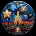 Panoramic Mosaic Art Reflecting Interfaith Harmony during the Holiday Season