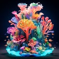 Surreal Illustration of a Fantastical Underwater Oasis with Captivating Coral Reef Sculpture Royalty Free Stock Photo