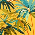 Immerse yourself in vibrant tropical vibes with this abstract palm leaf artwork Royalty Free Stock Photo