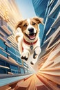 Energetic Tails: Vibrant Illustration of a Cheerful and Enthusiastic Dog
