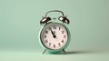 Vintage Nostalgia: Retro Alarm Clock on Mint Green Background Royalty Free Stock Photo